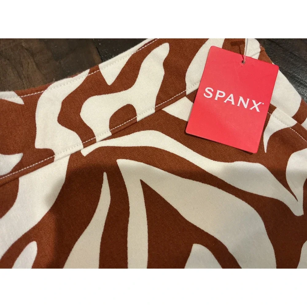 Spanx Polished 6" Short Print Zebra Brown White 20371R XL NWT - Picture 2 of 11